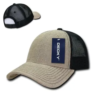 1 Dozen Decky 6 Panel Jute Crown Curved Bill Baseball Trucker Caps Wholesale Lot