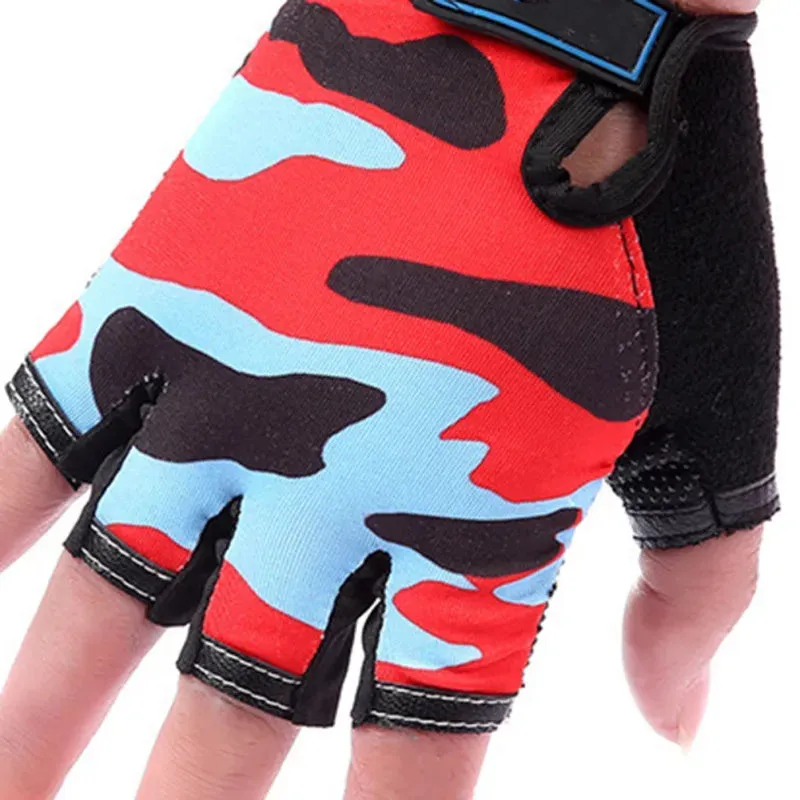 1 Pair Children's Gloves Half Finger Outdoor Sports Kids Cycling Boys Girls Protection Antislip Breathable Spring Summer Gloves
