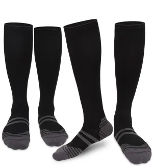 2 Pack Compression Socks for Men & Women with Cushion Pad and Arch Support,Running Circulation Support Socks Black Large-X-Large