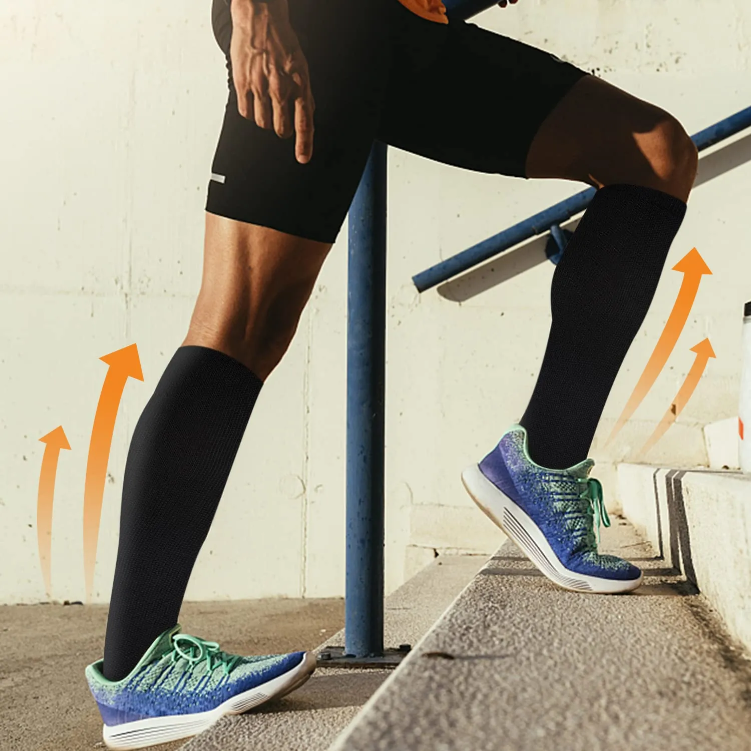 2 Pack Compression Socks for Men & Women with Cushion Pad and Arch Support,Running Circulation Support Socks Black Large-X-Large