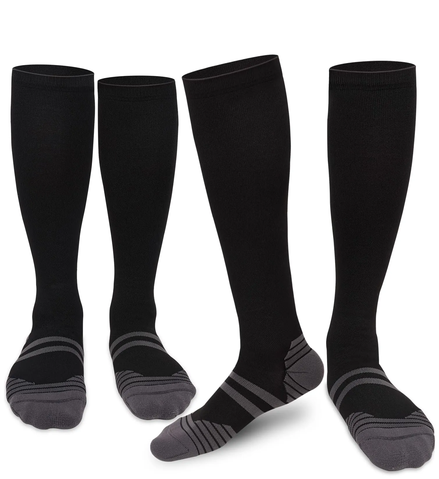 2 Pack Compression Socks for Men & Women with Cushion Pad and Arch Support,Running Circulation Support Socks Black Large-X-Large