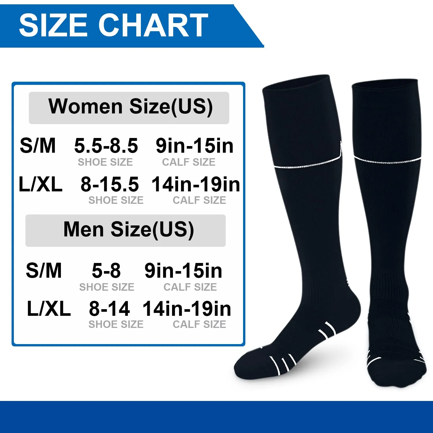 2 Pack Compression Socks for Men & Women with Cushion Pad and Arch Support,Running Circulation Support Socks Black Large-X-Large