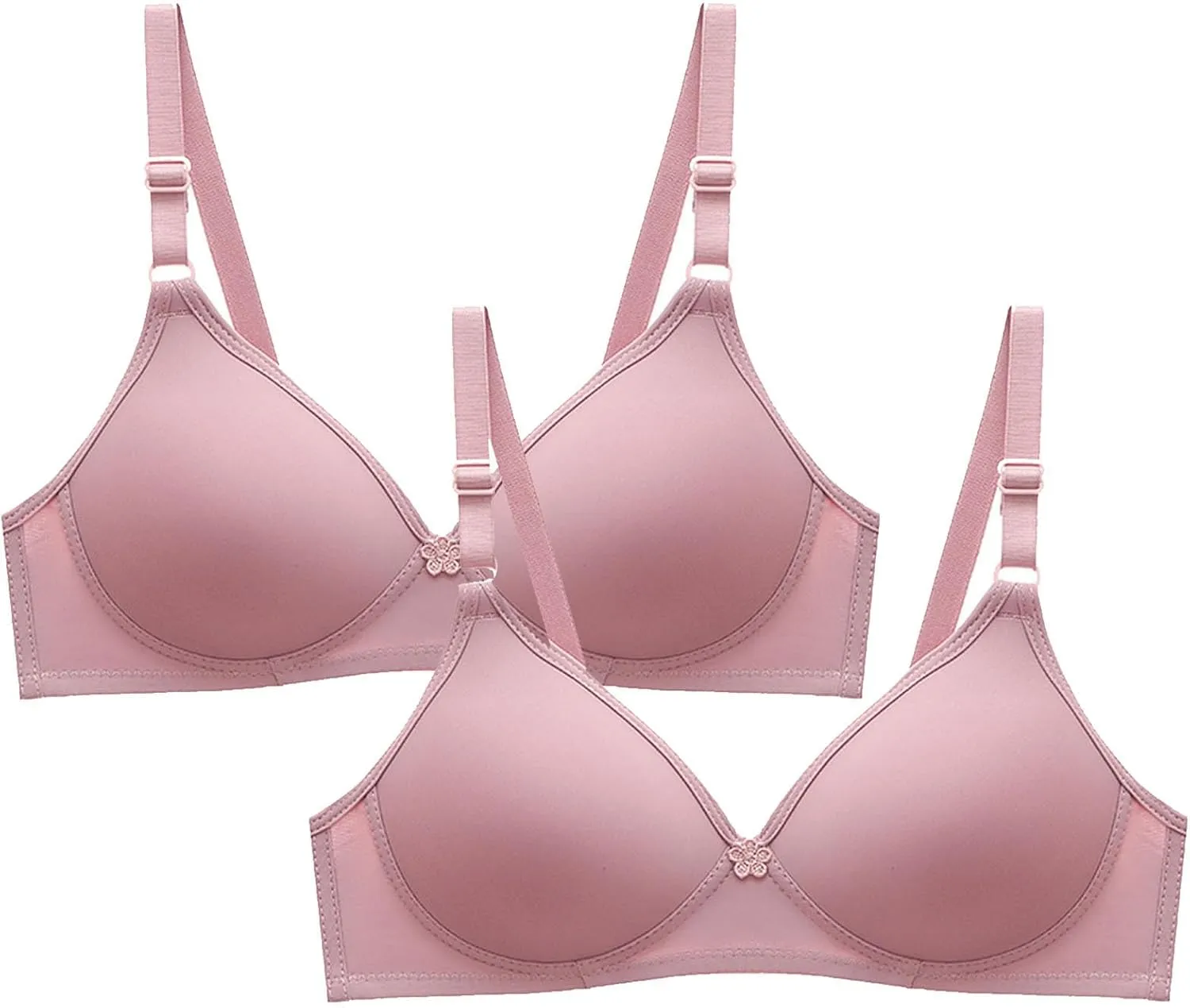 2 Pack Everyday Bras No Underwire Push Up Bralettes Full Coverage Breathable Comfort Bra Soft Supportive Bras