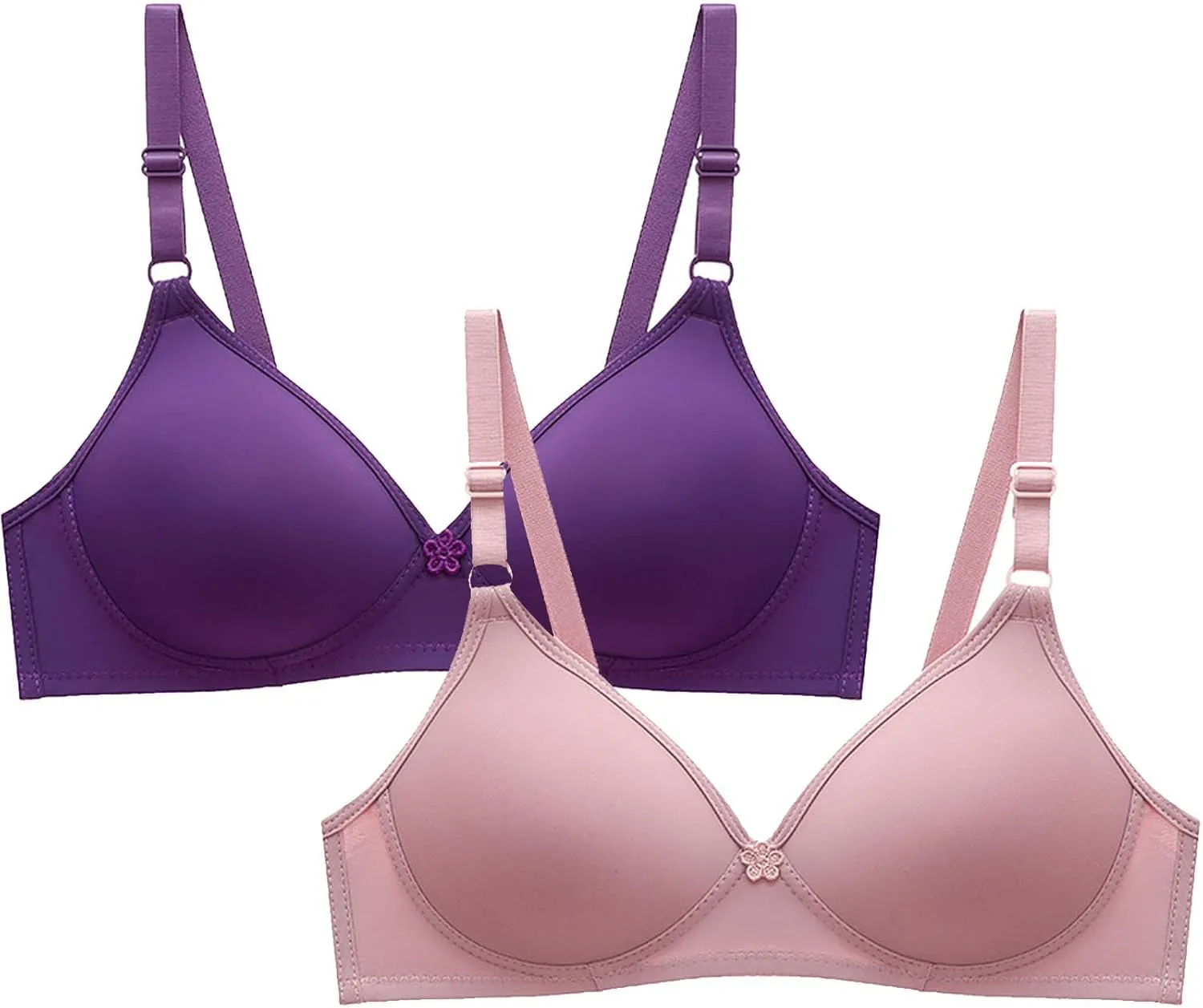 2 Pack Everyday Bras No Underwire Push Up Bralettes Full Coverage Breathable Comfort Bra Soft Supportive Bras