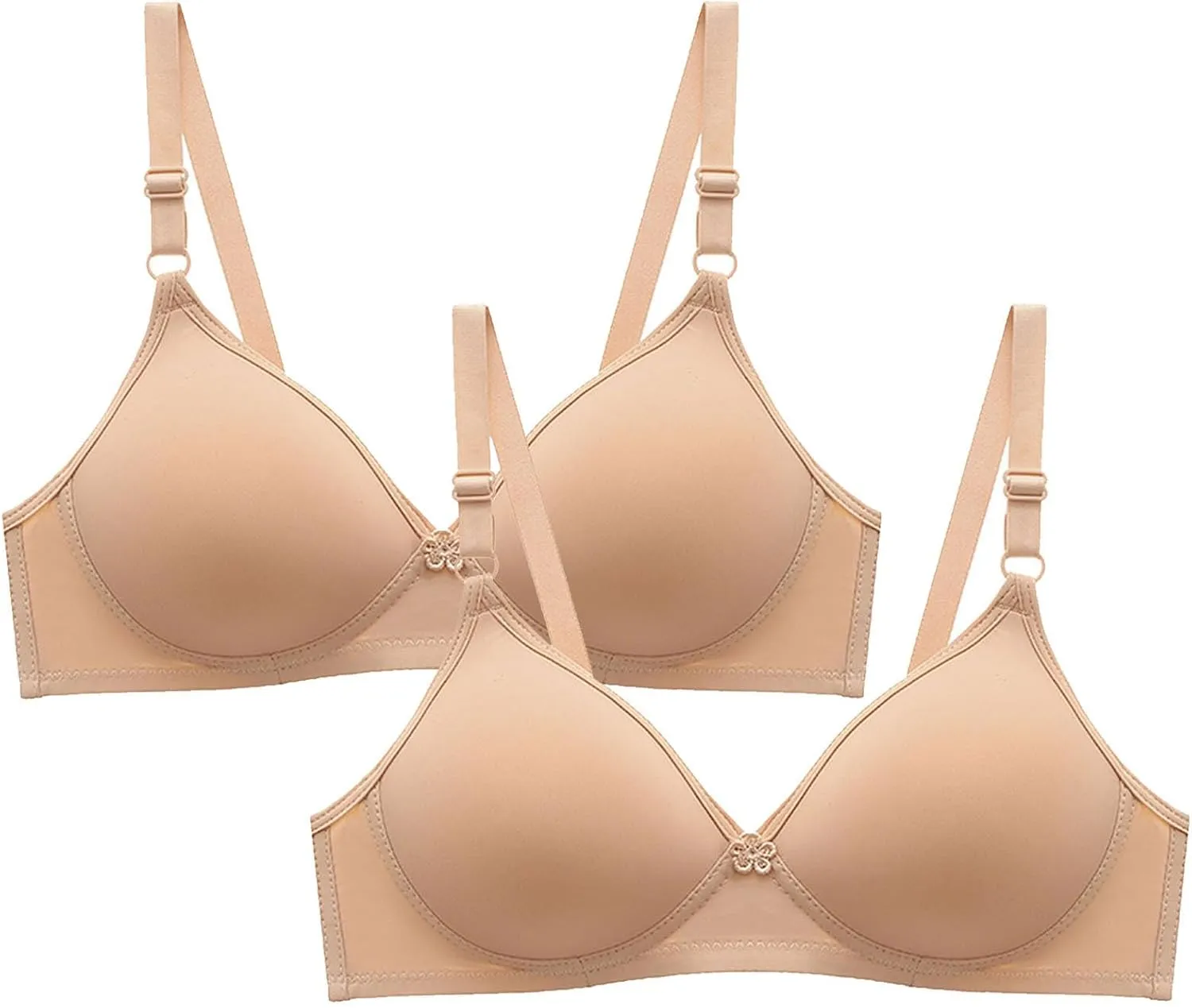 2 Pack Everyday Bras No Underwire Push Up Bralettes Full Coverage Breathable Comfort Bra Soft Supportive Bras