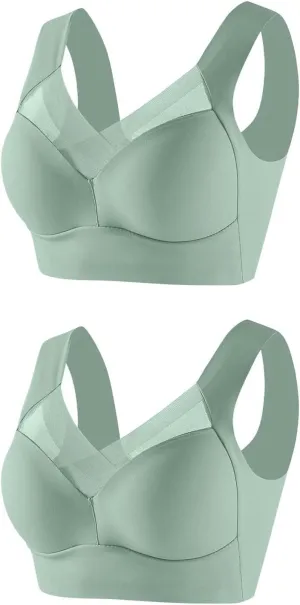 2 Pack Seamless Sexy Push Up Bras for Older Women Wireless Plus Size Bra with Support Sports Bras for Seniors