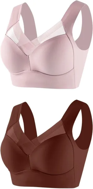 2 Pack Seamless Sexy Push Up Bras for Older Women Wireless Plus Size Bra with Support Sports Bras for Seniors
