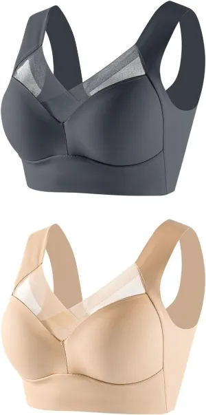 2 Pack Seamless Sexy Push Up Bras for Older Women Wireless Plus Size Bra with Support Sports Bras for Seniors