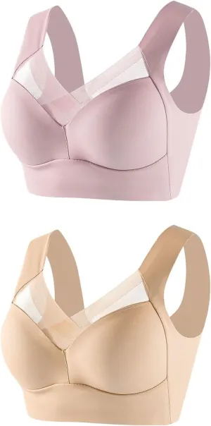 2 Pack Seamless Sexy Push Up Bras for Older Women Wireless Plus Size Bra with Support Sports Bras for Seniors