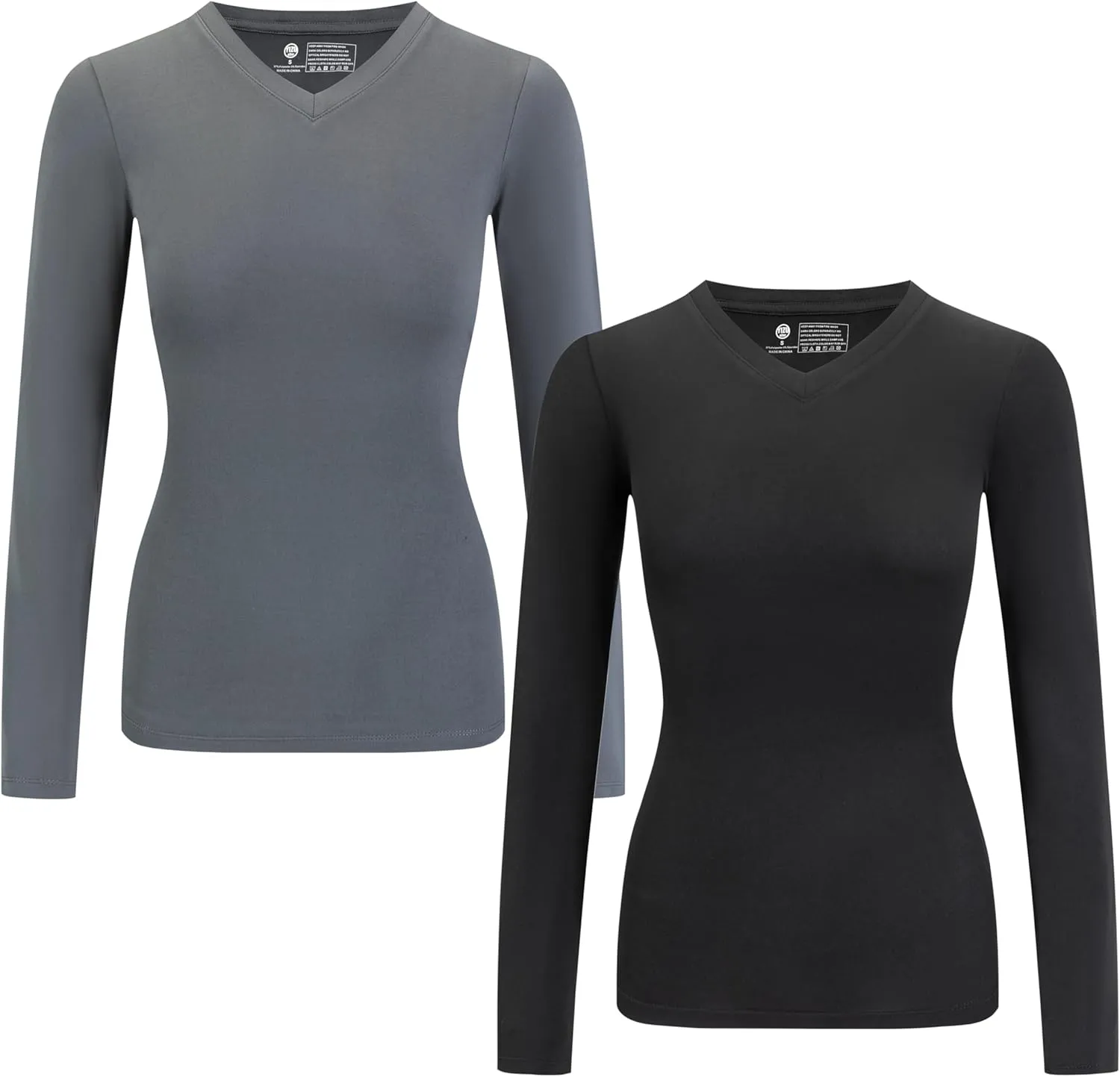 2-Pack Women's Long-Sleeved Shirts V-Neck Tops Slim Casual Autumn Fashion T-Shirts