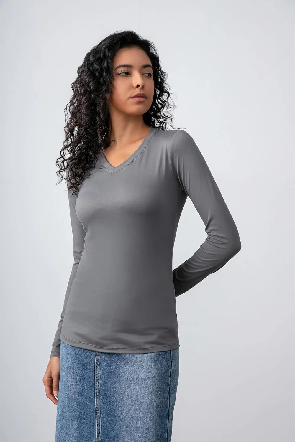 2-Pack Women's Long-Sleeved Shirts V-Neck Tops Slim Casual Autumn Fashion T-Shirts