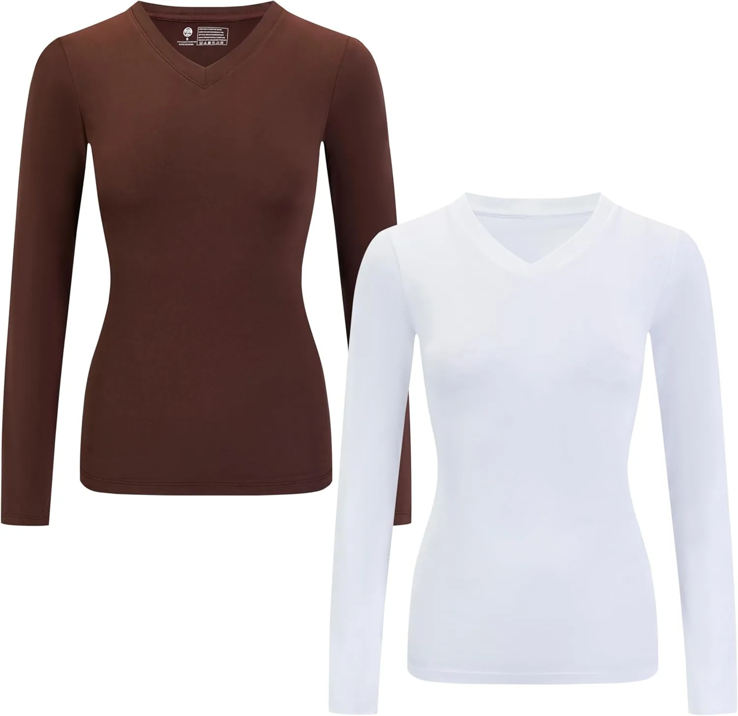 2-Pack Women's Long-Sleeved Shirts V-Neck Tops Slim Casual Autumn Fashion T-Shirts