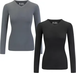 2-Pack Women's Long-Sleeved Shirts V-Neck Tops Slim Casual Autumn Fashion T-Shirts