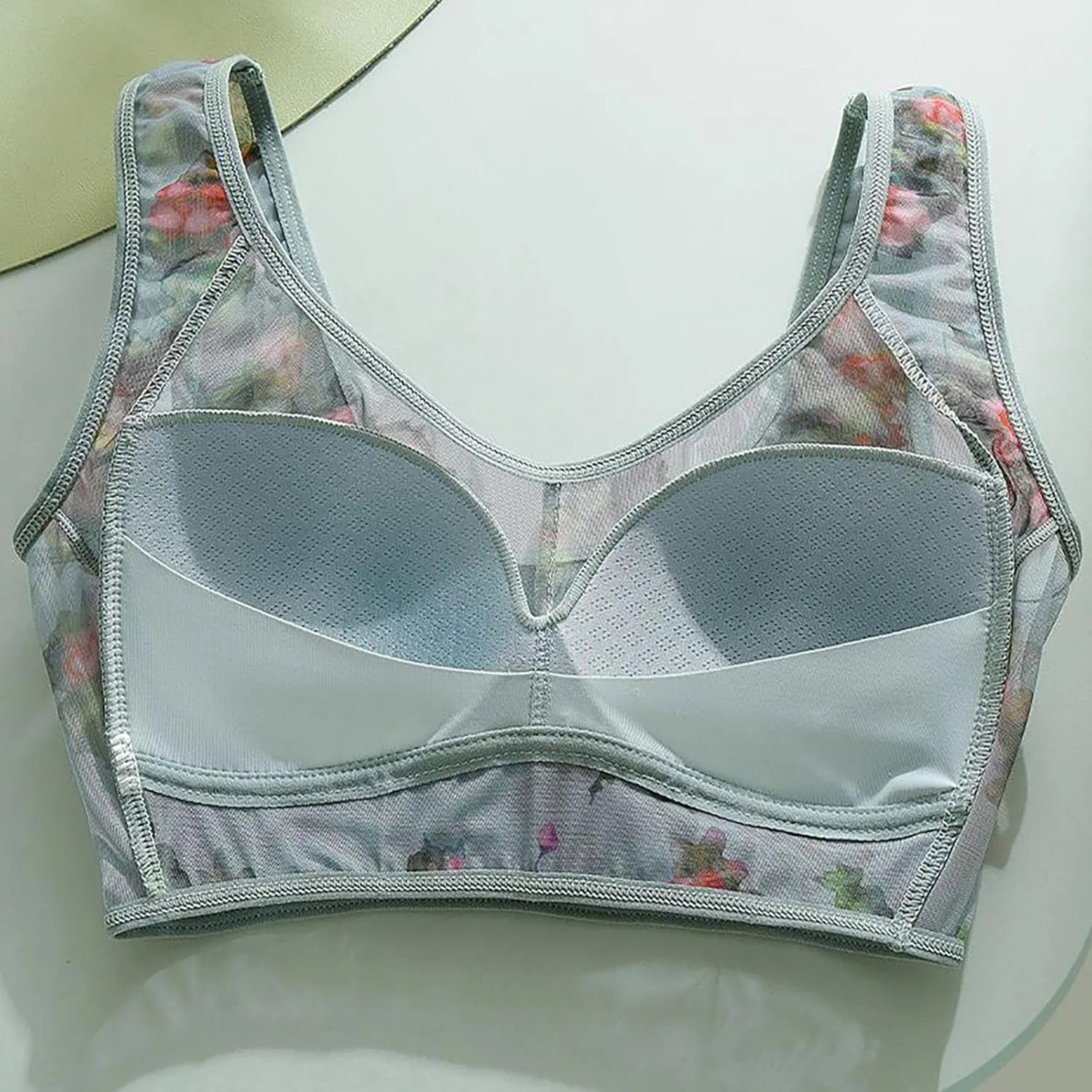 2 Pack Womens Wireless Bras Seamless Push Up V Mesh Bralette Supportive Tshirt Bra No Underwire Everyday Bras