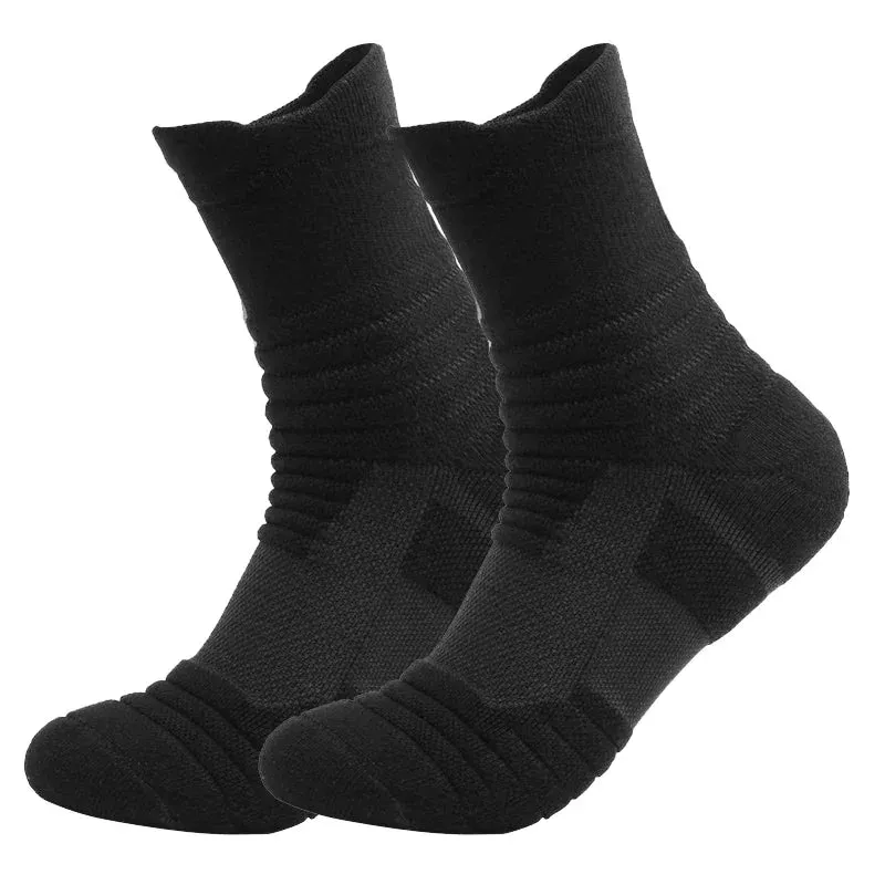 2 Pairs Anti-Slip Football & Basketball Socks - Breathable, Deodorizing Cotton Crew Socks for Men & Women