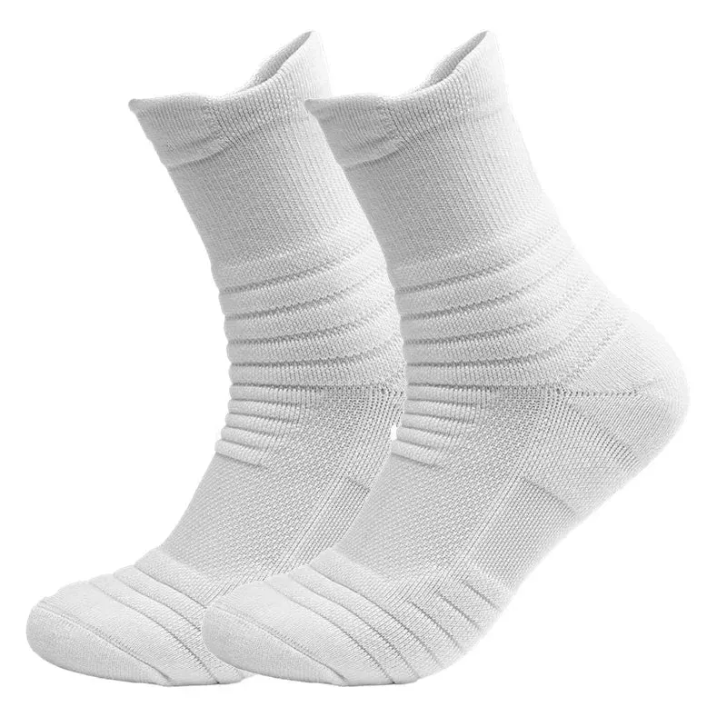 2 Pairs Anti-Slip Football & Basketball Socks - Breathable, Deodorizing Cotton Crew Socks for Men & Women