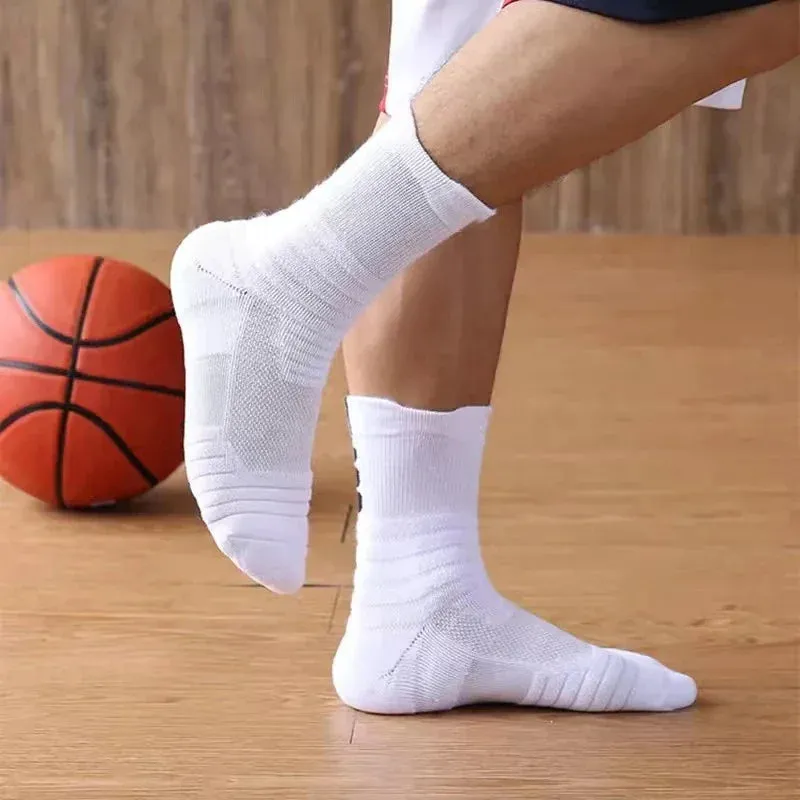 2 Pairs Anti-Slip Football & Basketball Socks - Breathable, Deodorizing Cotton Crew Socks for Men & Women