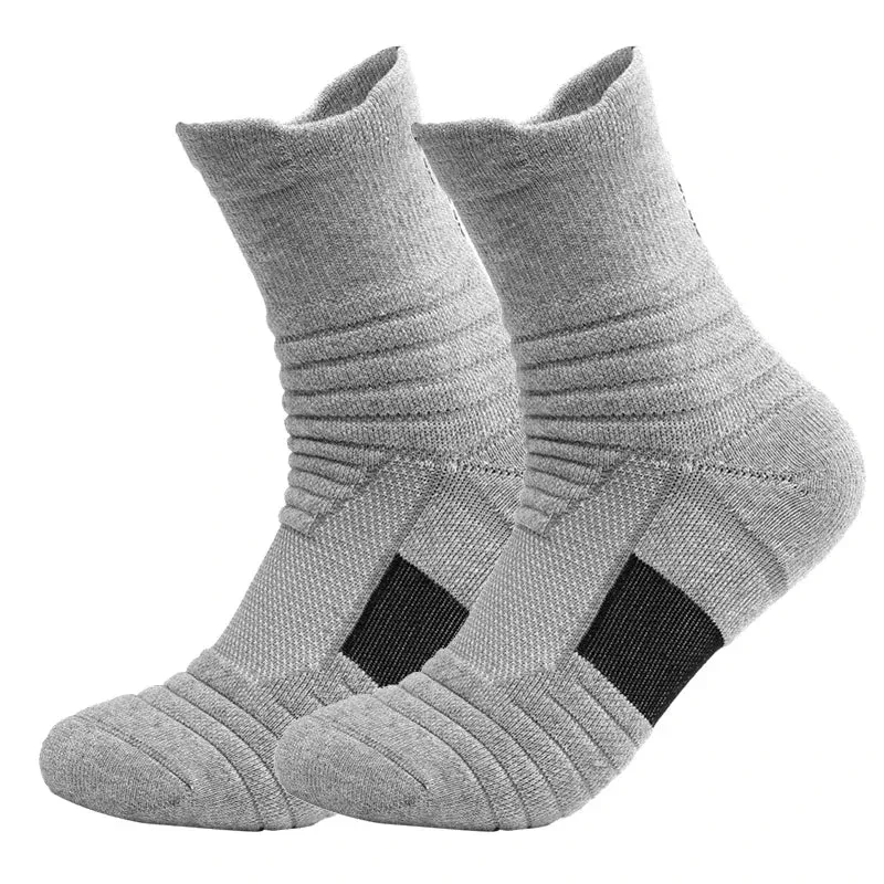 2 Pairs Anti-Slip Football & Basketball Socks - Breathable, Deodorizing Cotton Crew Socks for Men & Women