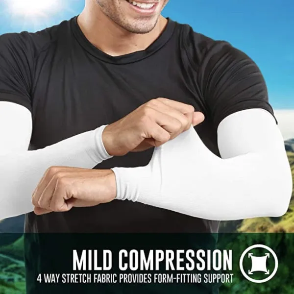 2 Pairs UV Sun Protection Cooling Arm Compression Sleeves