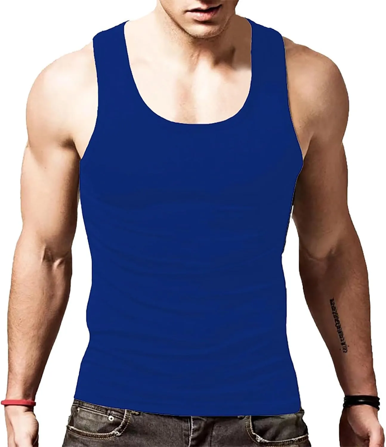 2 Pcs Men's Gym Workout Tank Tops Pack Dry Fit Sleeveless U Neck Gym Shirts Muscle Bodybuilding T Shirts Runing Tank Tops