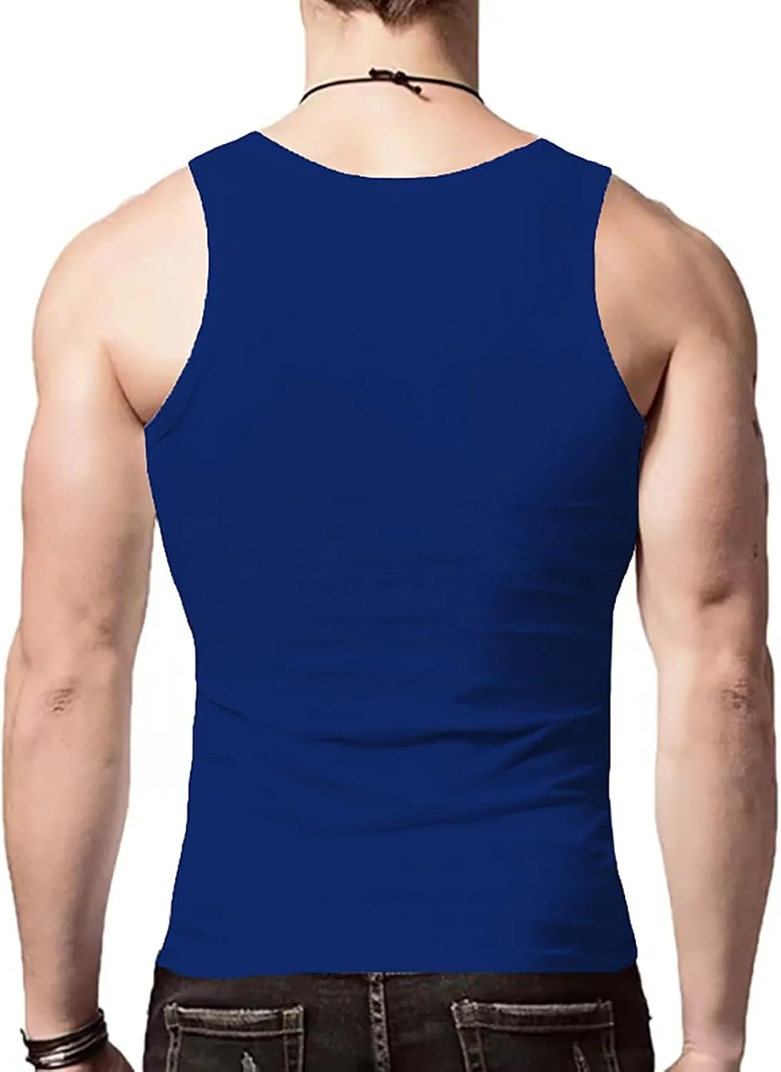 2 Pcs Men's Gym Workout Tank Tops Pack Dry Fit Sleeveless U Neck Gym Shirts Muscle Bodybuilding T Shirts Runing Tank Tops