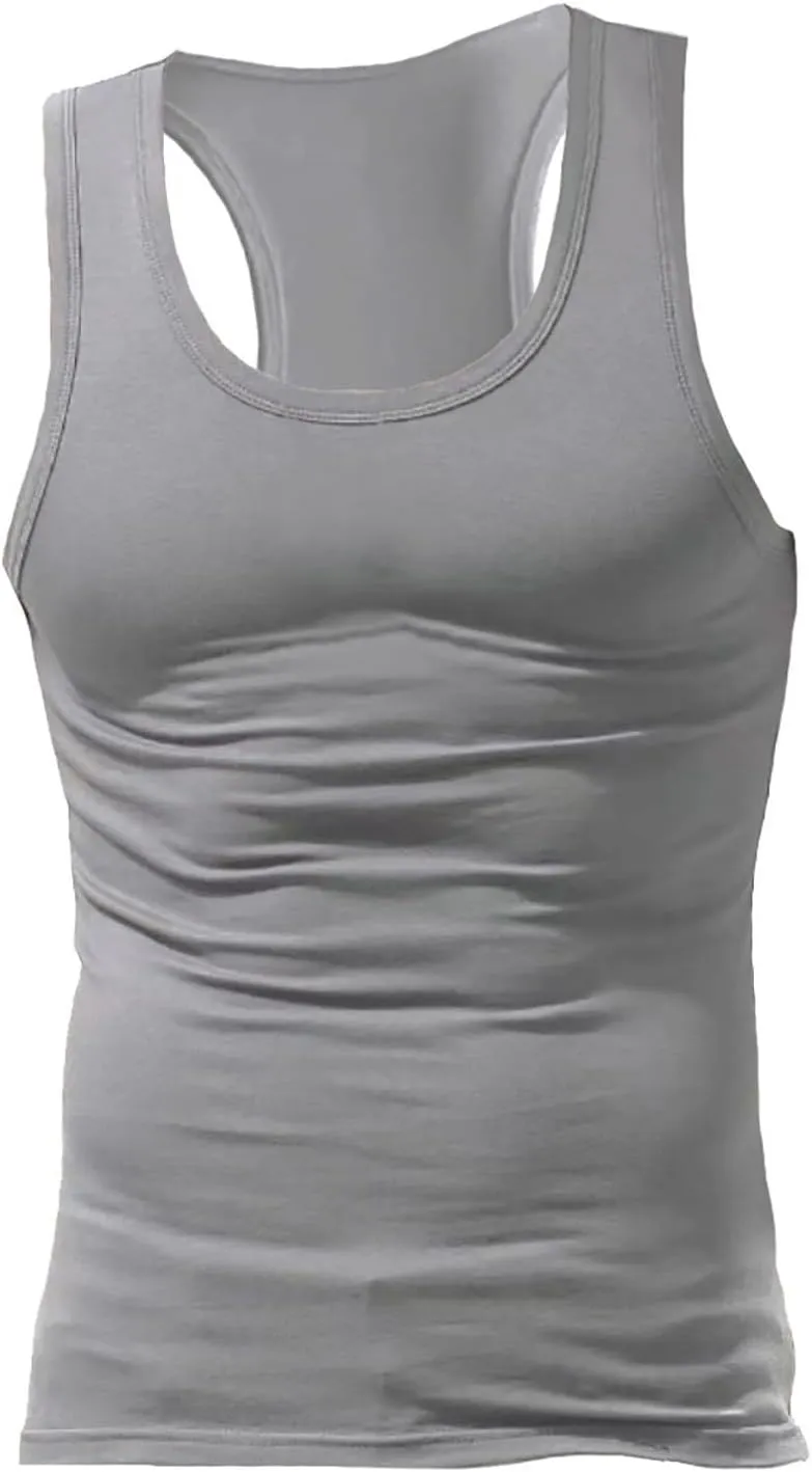 2 Pcs Men's Gym Workout Tank Tops Pack Dry Fit Sleeveless U Neck Gym Shirts Muscle Bodybuilding T Shirts Runing Tank Tops