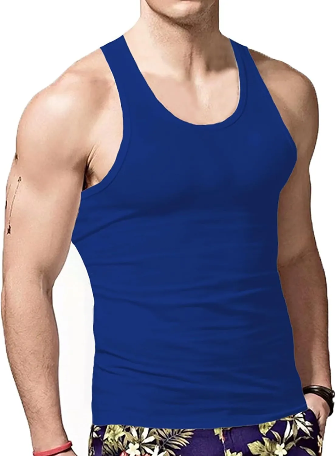 2 Pcs Men's Gym Workout Tank Tops Pack Dry Fit Sleeveless U Neck Gym Shirts Muscle Bodybuilding T Shirts Runing Tank Tops