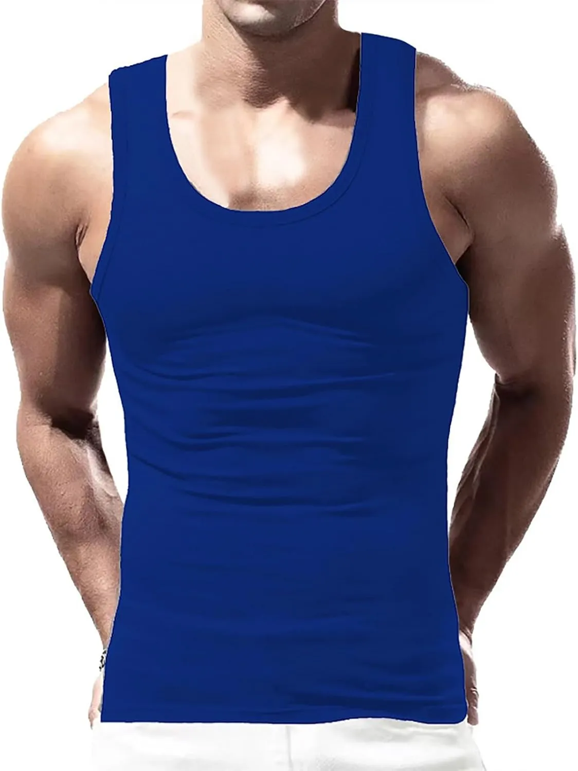 2 Pcs Men's Gym Workout Tank Tops Pack Dry Fit Sleeveless U Neck Gym Shirts Muscle Bodybuilding T Shirts Runing Tank Tops