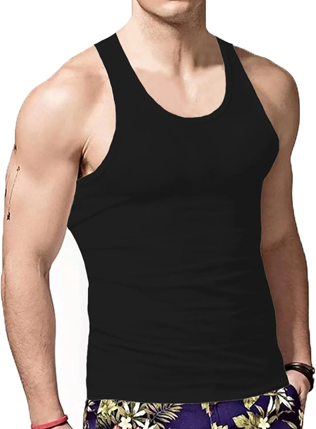 2 Pcs Men's Gym Workout Tank Tops Pack Dry Fit Sleeveless U Neck Gym Shirts Muscle Bodybuilding T Shirts Runing Tank Tops