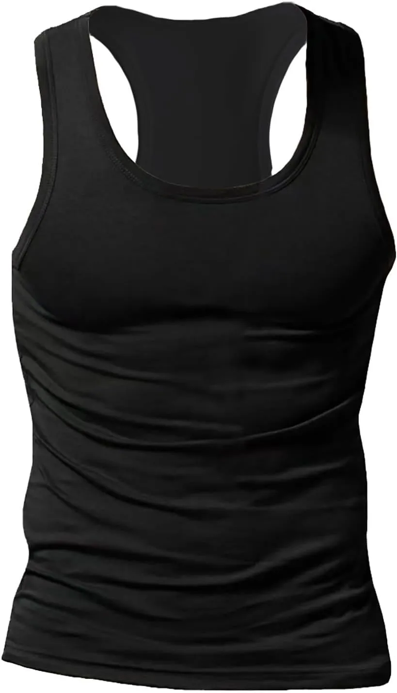 2 Pcs Men's Gym Workout Tank Tops Pack Dry Fit Sleeveless U Neck Gym Shirts Muscle Bodybuilding T Shirts Runing Tank Tops