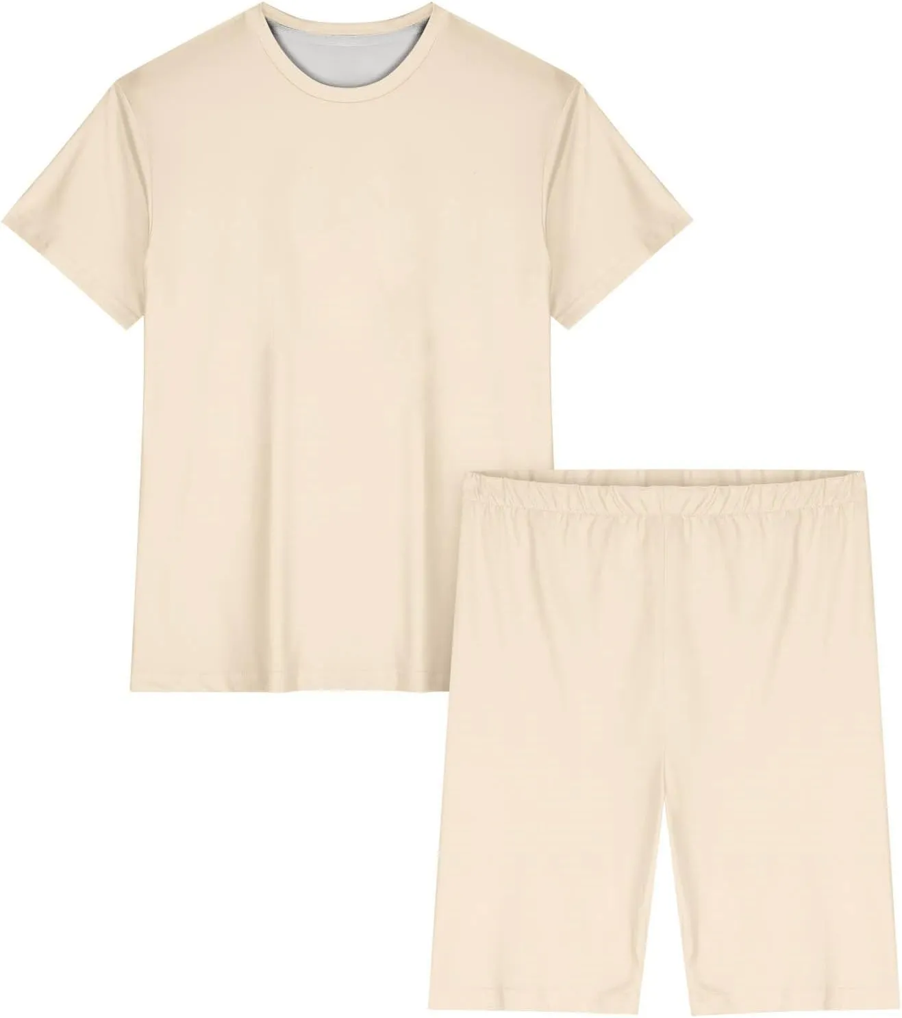 2 Piece Basic Sets for Women Comfy Soft Pajamas Oversized Short Sleeve T-shirt and Biker Shorts Sleepwear Sweatsuits