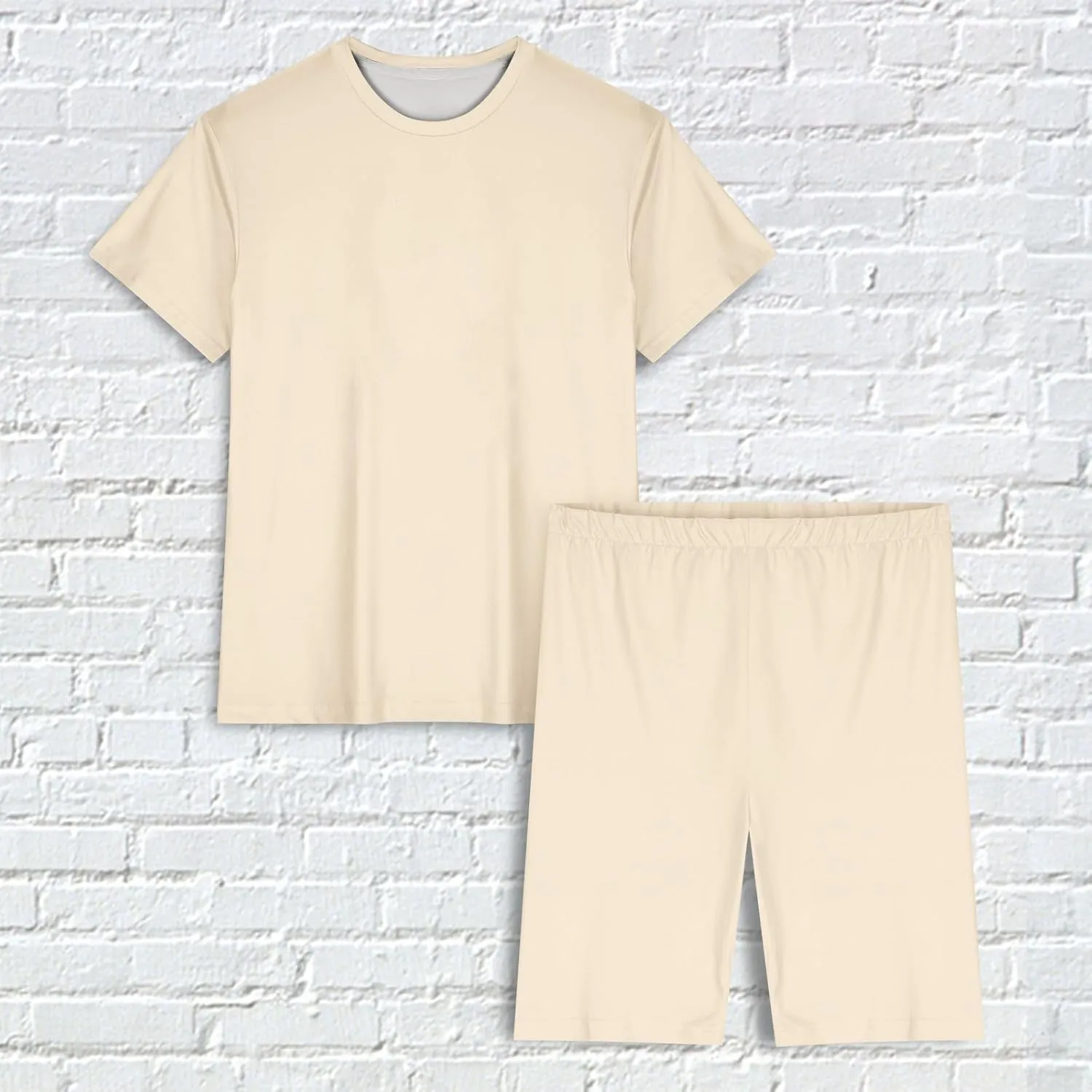 2 Piece Basic Sets for Women Comfy Soft Pajamas Oversized Short Sleeve T-shirt and Biker Shorts Sleepwear Sweatsuits
