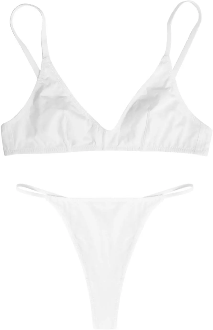 2 Piece Lingerie Sets for Women Sexy Non Padded High Stretch Sports Bralette Set