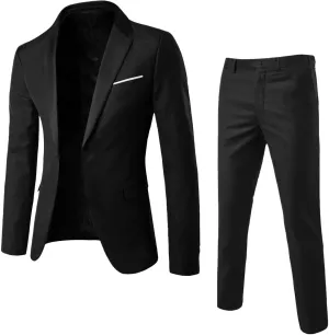 2 Piece Suit Sets for Men Slim Fit Single Breasted Blazer Jacket Pants Dress Suits Set Business Wedding Party Outfits