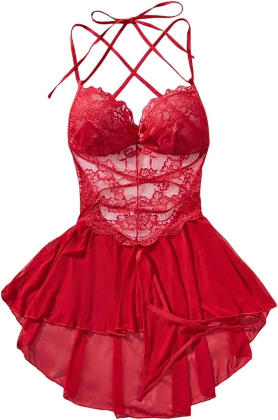 2025 Boudoir Nighty with Garter Belt Women's Pajama Sets Loungewear Lingerie Sexy Lace Mesh Chemise Negligees