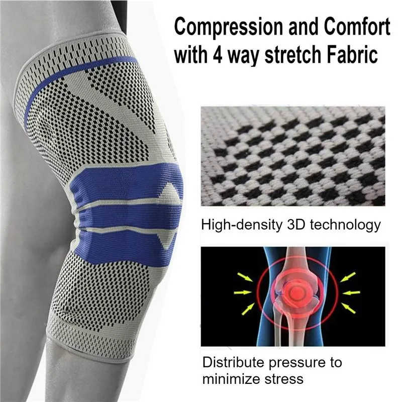2pcs Compression Knee Support Brace with Side Stabilizers & Patella Gel Pads