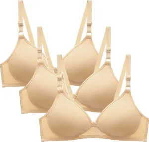 3 Pack Everyday Bras No Underwire Push Up Bralettes Full Coverage Breathable Comfortable Bra Supportive Bras