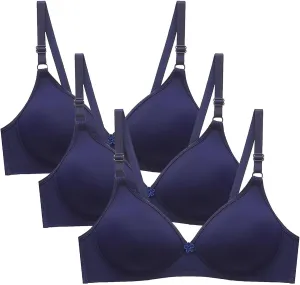 3 Pack Everyday Bras No Underwire Push Up Bralettes Full Coverage Breathable Comfortable Bra Supportive Bras