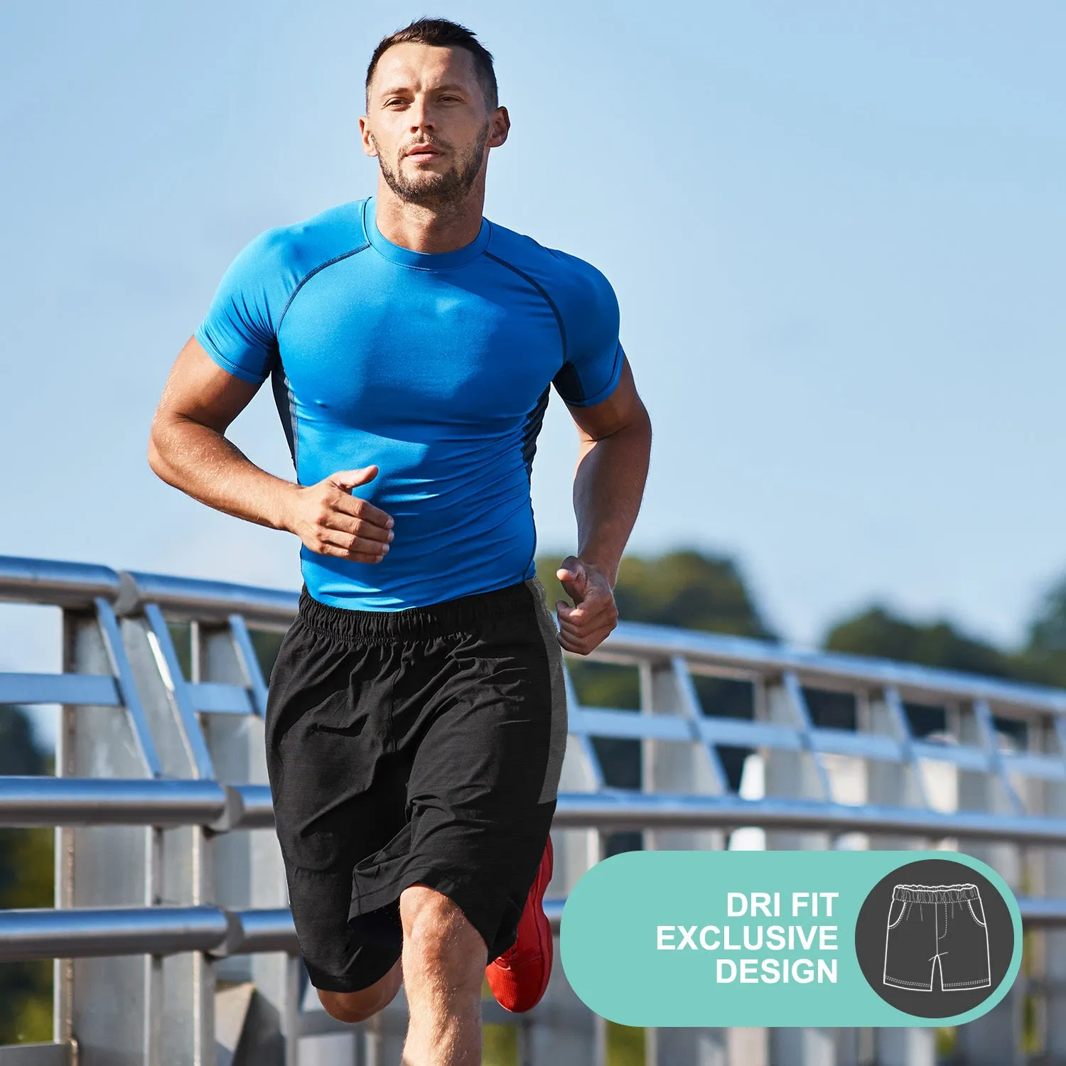 3 Pack Men's Dry-Fit Sweat Resistant Active Athletic Shorts