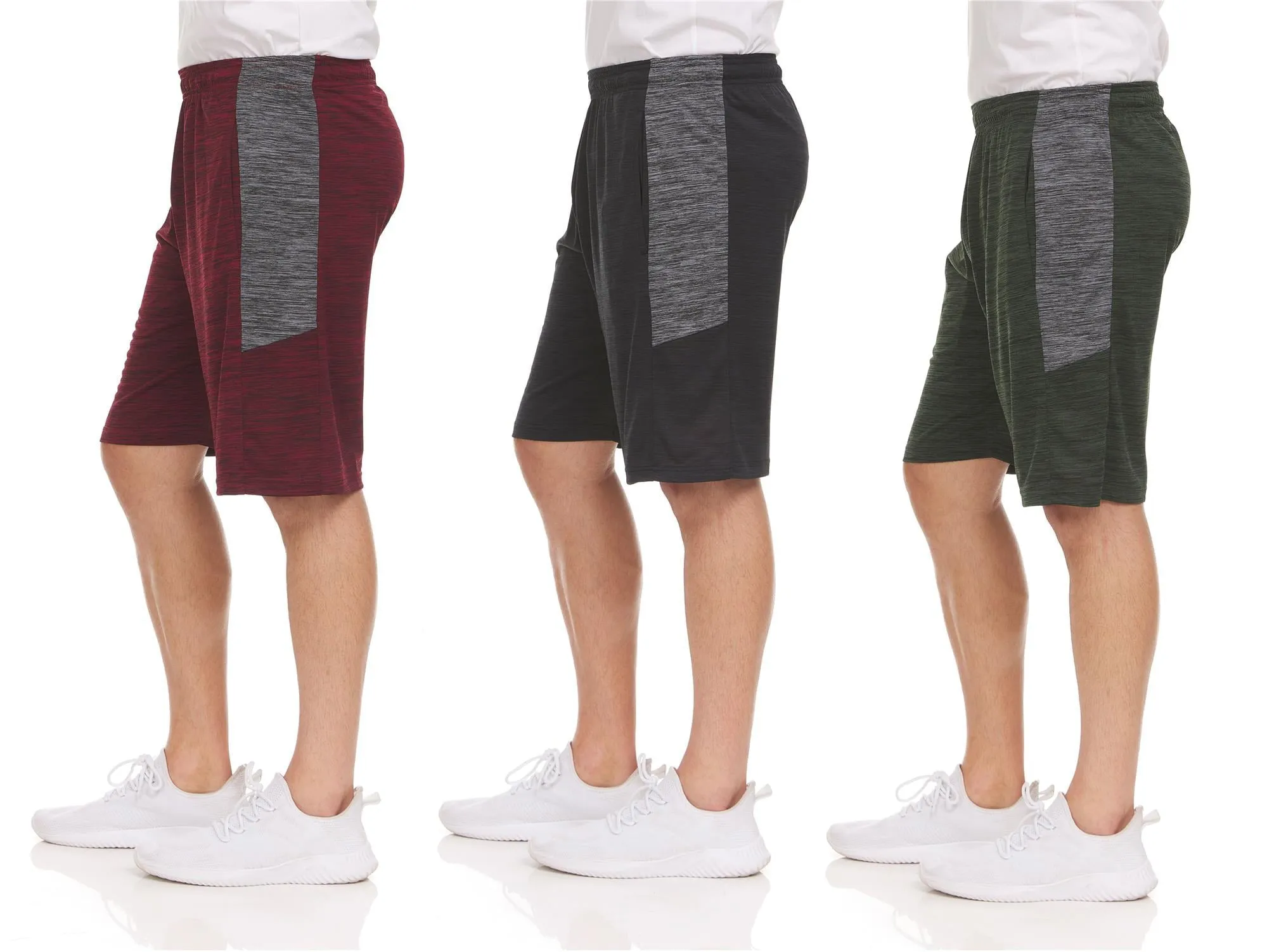 3 Pack Men's Dry-Fit Sweat Resistant Active Athletic Shorts