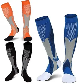 3 Pairs of Compression Thrombosis Support Stockings Women and Men Compression Socks for Sports Flight Running Travel Improving Blood Circulation S/M (EU 35-39)