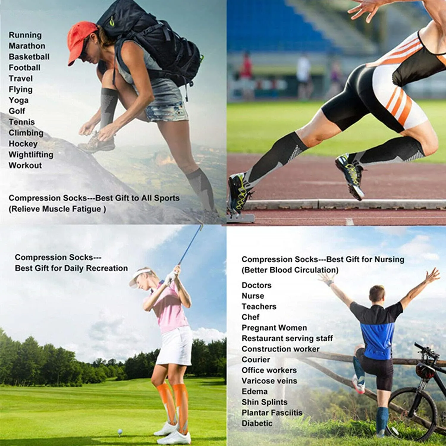 3 Pairs of Compression Thrombosis Support Stockings Women and Men Compression Socks for Sports Flight Running Travel Improving Blood Circulation S/M (EU 35-39)