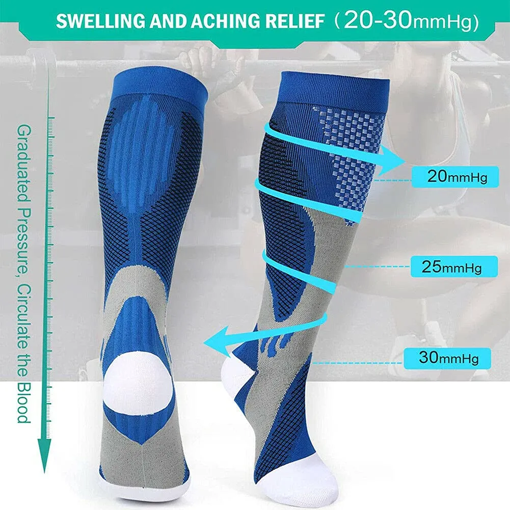 3 Pairs of Compression Thrombosis Support Stockings Women and Men Compression Socks for Sports Flight Running Travel Improving Blood Circulation S/M (EU 35-39)