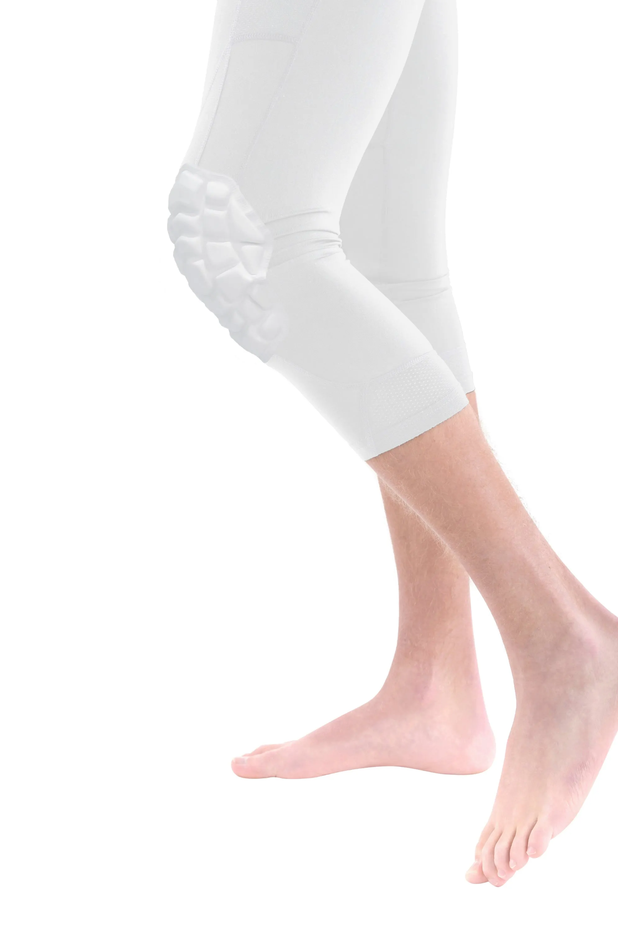 3/4 Compression Pants w/Knee Pads (White)