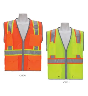 3A Safety - HEAVY DUTY SURVEYOR’S VEST C2120-C2121 Lime or Orane