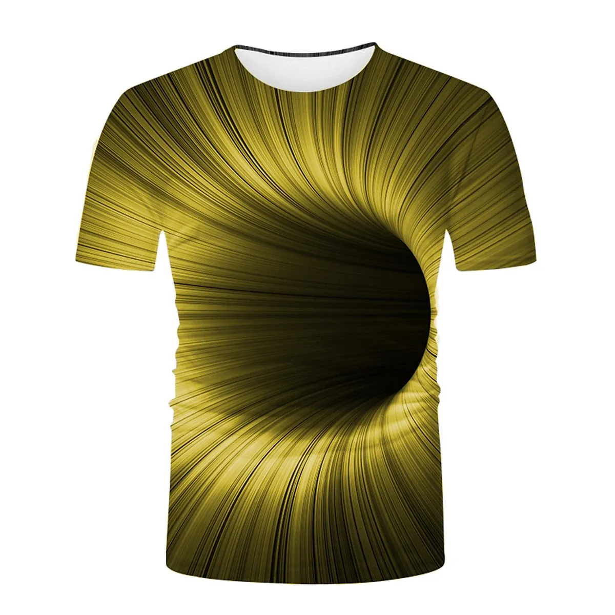 3D Vertigo Print Men's Graphic Tee Shirt - Vibrant Optical Illusion Round Neck Top