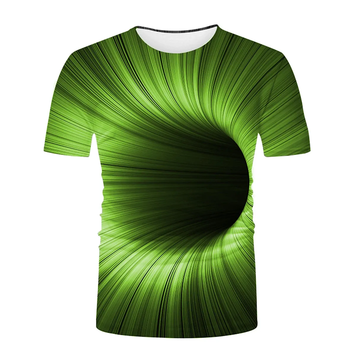 3D Vertigo Print Men's Graphic Tee Shirt - Vibrant Optical Illusion Round Neck Top