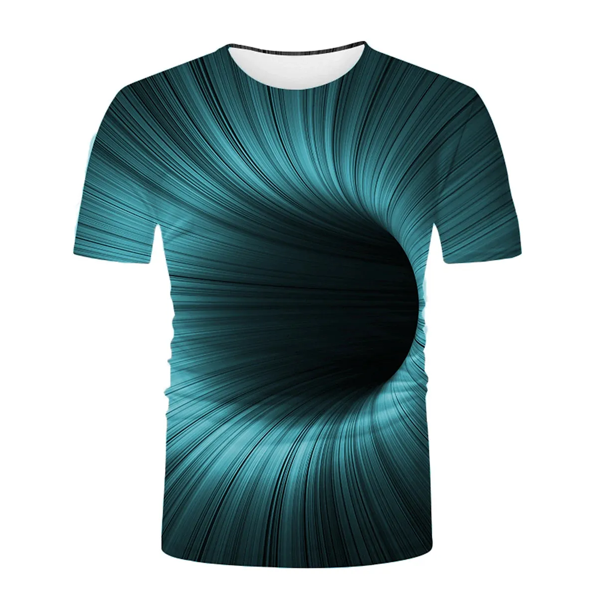3D Vertigo Print Men's Graphic Tee Shirt - Vibrant Optical Illusion Round Neck Top