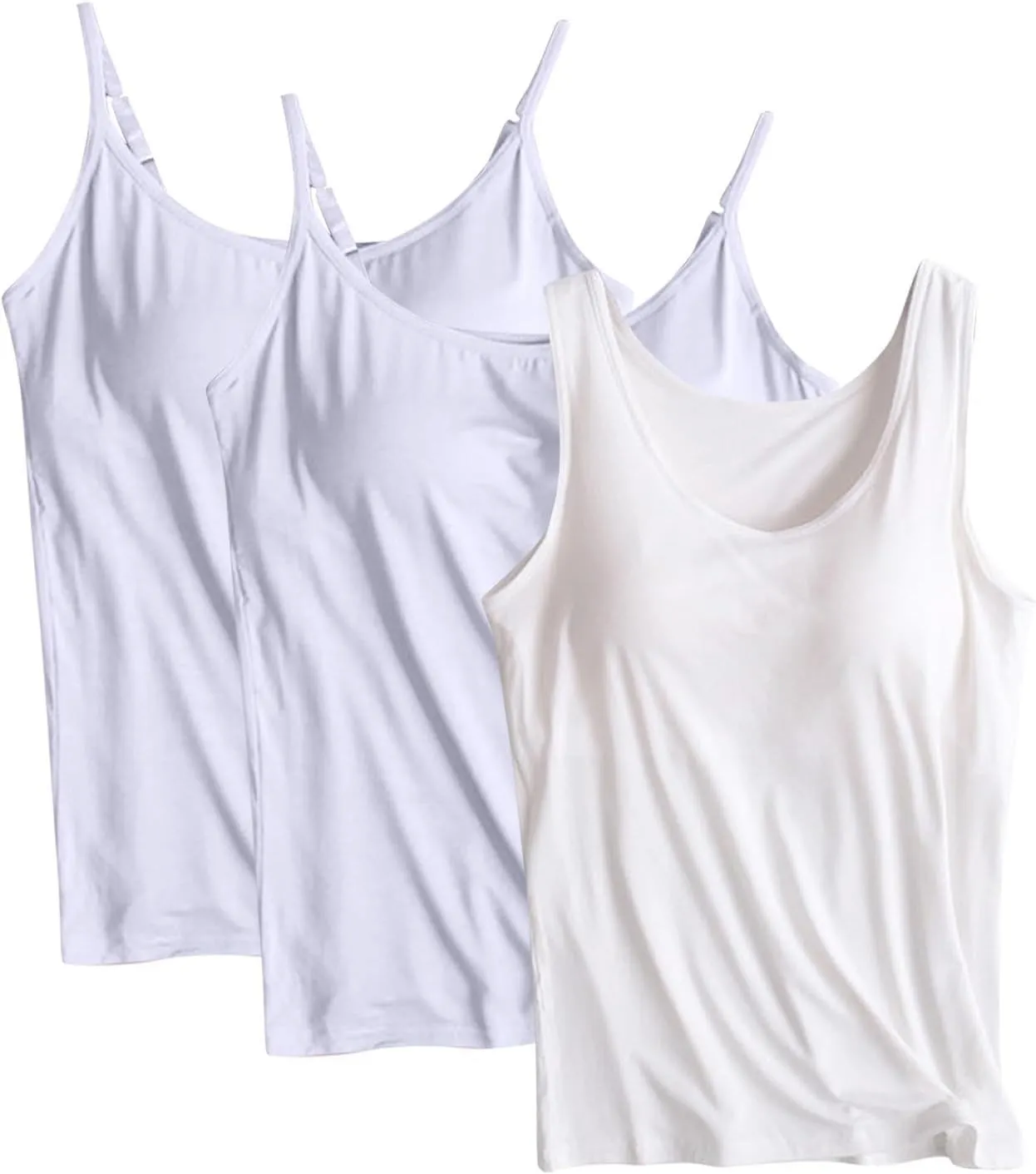 3Pcs Built-in Bra T-Shirt for Women with Padded Bra Workout Yoga Tops Short Sleeves/Sleeveless Cotton Pajama Shirts