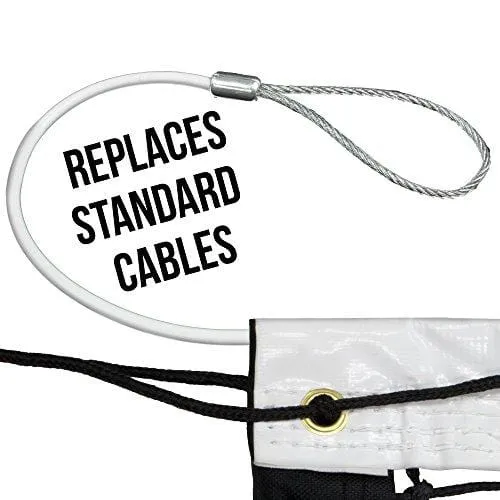 47-foot Replacement Tennis Net Cable with 3" Rope End Loops – For Standard Size Tennis Courts & Select Racquet Sports by Crown Sporting Goods (White)
